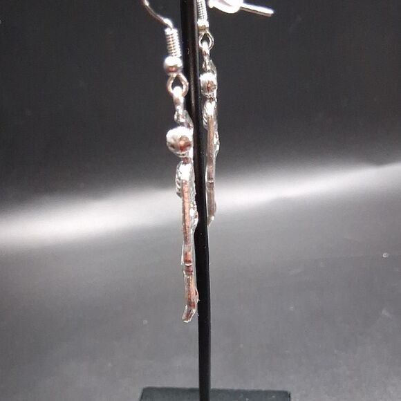 Silver Skeleton Dangle Earrings - Picture 4 of 4